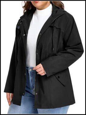 SaphiRose Women's Plus Size Waterproof Rain Jacket with Hood